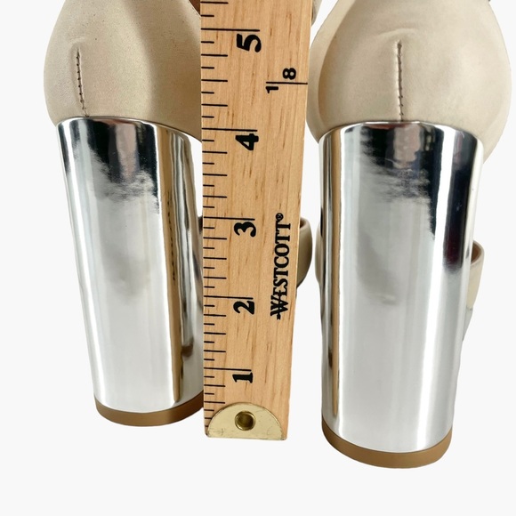 Free People Mix and Mingle Suede Silver Mirror Platform Heels - Picture 6 of 10